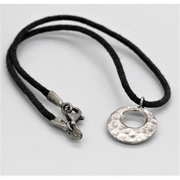 925 STERLING vintage, made in Italy, hammered disc choker necklace  14"  6.1 grm - Picture 1 of 4